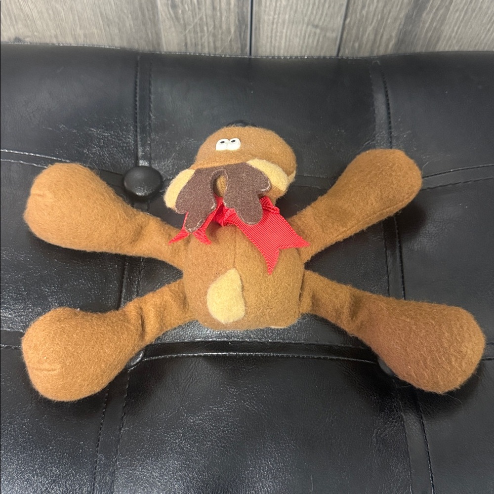 Retired Rodney Reindeer 1979 Hallmark Bean Bag Christmas Plush With Red Bow - Picture 3 of 5